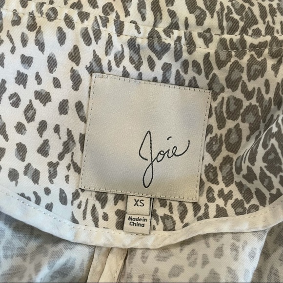 Joie Womens sz XS White Gray Barker Jacket a' Leopard Zip Toggle Hood - Picture 7 of 9